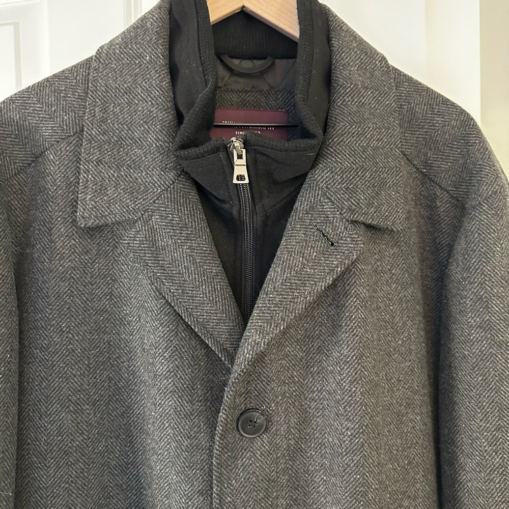 Johnston & Murphy - Grey Car Coat with Black Bib liner XL